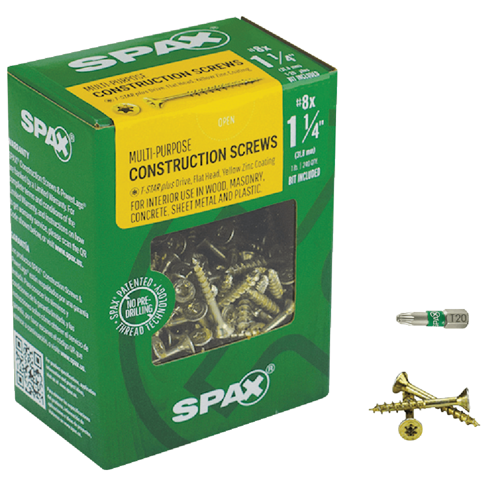 SPAX Screws 4191020400324 8 X 1 1 4 Yellow Zinc Flat Head Screw 240 