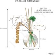 Hosley Home Fragrance Collection Floral Modern Elegance Glass Oil Diffuser with Reeds, Clear, 4 Count, 4 Pack