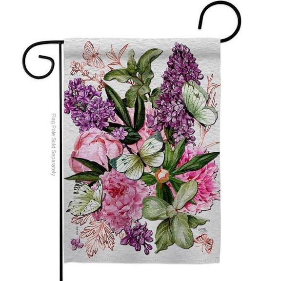 Breeze Decor  13 x 18.5 in. Pink Bouquet Floral Garden Flag with Double-Sided Decorative Vertical Flags