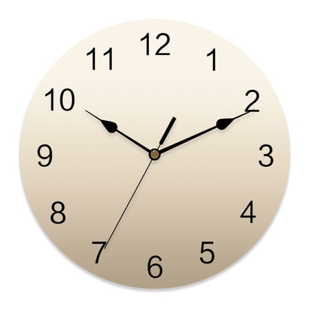 Wall Clock 10 Inch Ombre Beige Round Silent Decorative Wall Clocks Battery Operated for Living Room