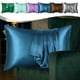thumbnail image 1 of Funda de Almohada de Satén para Cabello y Piel - Tamaño Estándar de 50 X 76 Cm, Suave y Lisa (Azul Claro, Verde, Café, Azul Oscuro, Gris Oscuro) - 1 Paquete, Mezcla de 35 % Algodón y 65 % Poliéster, 1 of 7