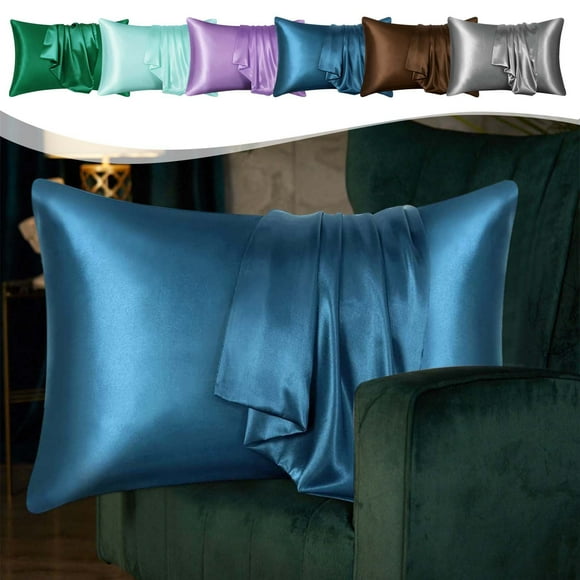 Iumwxz Pillow Covers Silk Pillow Cases Satin Pillowcase for Hair and Skin Pillowcases Standard Size and Soft Satin Pillow Covers 1 Pack 20x30 Inches Chair Cushion Light Blue Cotton Reduced Price