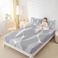 thumbnail image 4 of Manfei Modern Grey Stripes Bed Sheets for Kid, Chic Geometric King Sheets, Abstract Ombre Sheet Set, Ultra Soft Home Decor, 4pcs, 4 of 7