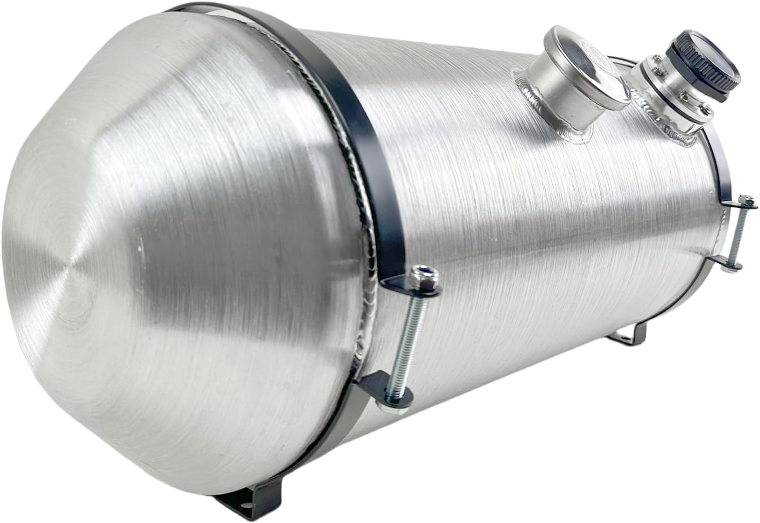JSD 8 Gallon Auxiliary Aluminum Gas Tank / Fuel Tank With Level Gauge 10 x 24" Center Fill 1/4" NPT Outlet Hot Rod