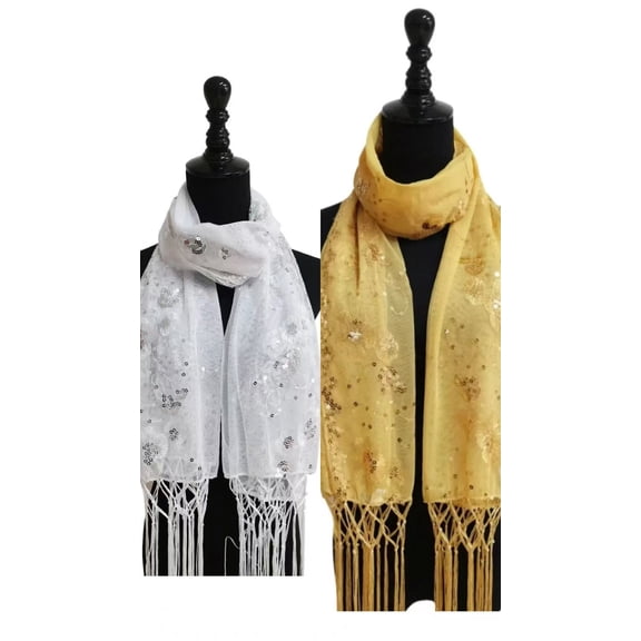 Set of 2 x 1920s Sequined Shawl Wraps for Women Fringed Evening dress Wedding Bridal Shawl Scarf for Evening Dress festival party 21"x62"