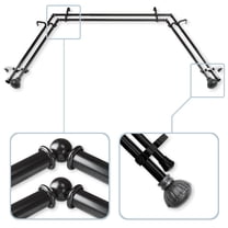 Magnolia 13/16" Bay Window Double curtain rod 20"-36", 38"-72" - Black