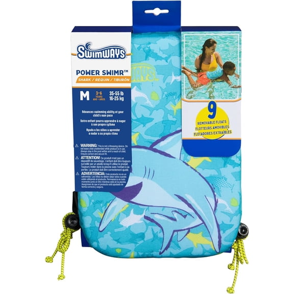 SwimWays Shark Power Swimr Adjustable Life Jacket for Swim Training