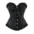 thumbnail image 4 of bbyeadc Womens Black Corset Tops Plus Size Gothic Lace Waist Corset Tops Wedding Shapewear Lingerie Satin Floral Push Up Bodyshaper with T Back, Black XL, 4 of 7