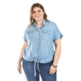 thumbnail image 4 of Blusa de mezclilla con nudo Roman Fashion /Tallas Extras, 5116 (Mezclilla light) azul 40, 4 of 5