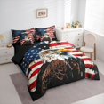 thumbnail image 2 of Manfei Wild Bald Eagle 7-Piece Twin Bedding,Vintage American Flag Bedding Comforter Set,Brown Red,Black Reversible, 2 of 7