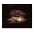thumbnail image 3 of Designart 'Sexy Golden Metallized Woman Lips IV' Modern Print on Natural Pine Wood, 3 of 5