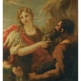 thumbnail image 2 of Giovanni Antonio Pellegrini 12x13 Black Ornate Wood Framed Double Matted Museum Art Print Titled: Erminia and the Shepherds, 2 of 5