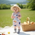 thumbnail image 3 of BemeyourBBs Newborn Baby Boy Girl 4th of July Outfit Summer Rompers Overalls Patriot Independence Day Clothes Fourth of July Flag Fireworks Print Sleeveless Overalls Bodysuits Jumpsuits Shorts, 3 of 10