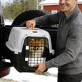 thumbnail image 2 of Hard-Sided Cat Travel Carrier - Grey & Black - Airline Approved Pet Crate for Cats Under 15lbs, with Steel Wire Door, Hanging Water Bowl & Urine Pad (1pc), 2 of 5