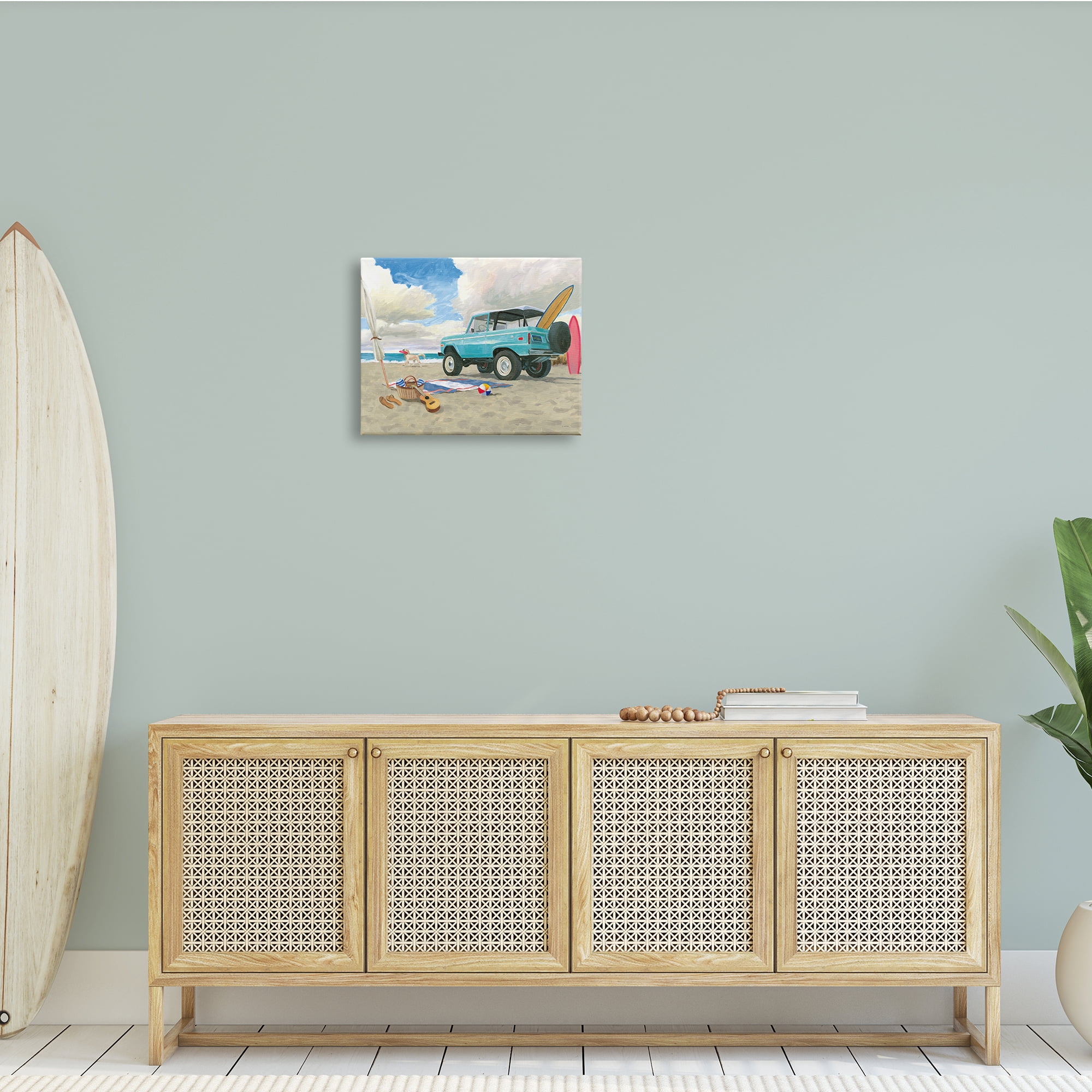 Stupell Industries Summer Sandy Beach Cruiser Surfboard Coastal Dog, 20 x 16, Design by James Wiens
