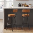 thumbnail image 3 of Barhocker 2er Set, hohe Drehhocker mit Rückenlehne, Kunstleder, für Küche und Bar, braun, 3 of 8