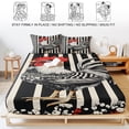 thumbnail image 5 of King Size Fitted Sheet Set - Vintage Rooster 3 Piece Bedding Sets 16" Deep Pocket Fitted Sheet with 2 Pillowcases, Black White Striped Watercolor Brushed Microfiber Hotel Luxury Bed Sheets, 5 of 9