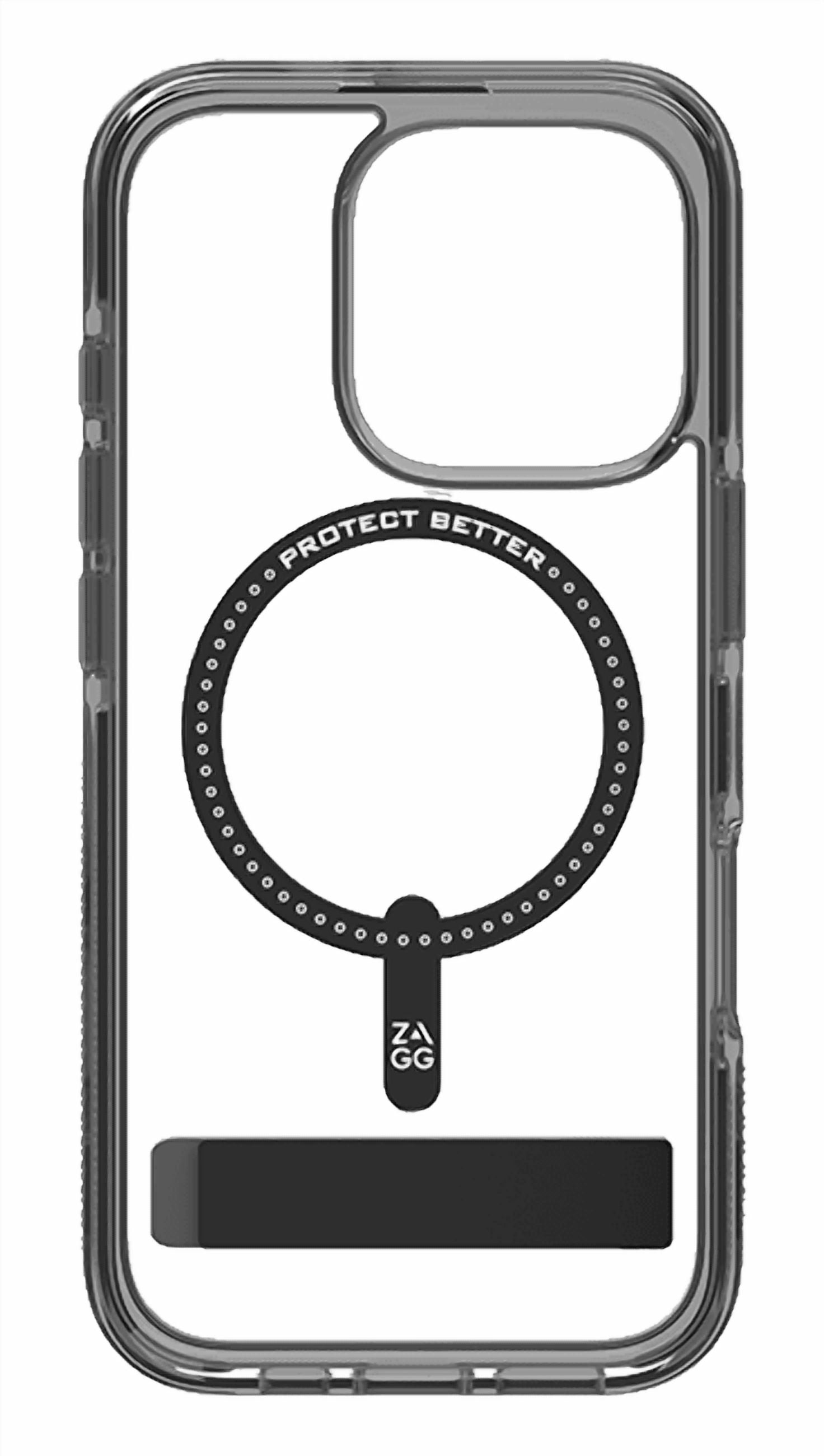 Zagg Piccadilly Snap Case with Kickstand and MagSafe for iPhone 16 Pro, Clear Black