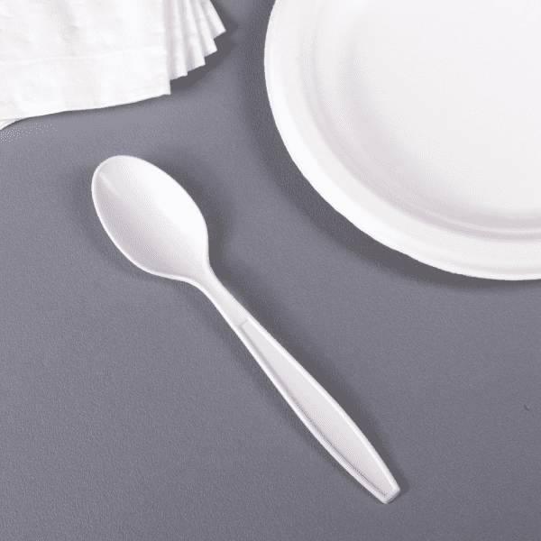 Karat U2033W PP Plastic Extra Heavy Weight Tea Spoons For take-out food, Cafteria, Food cart, white, 1,000 ct