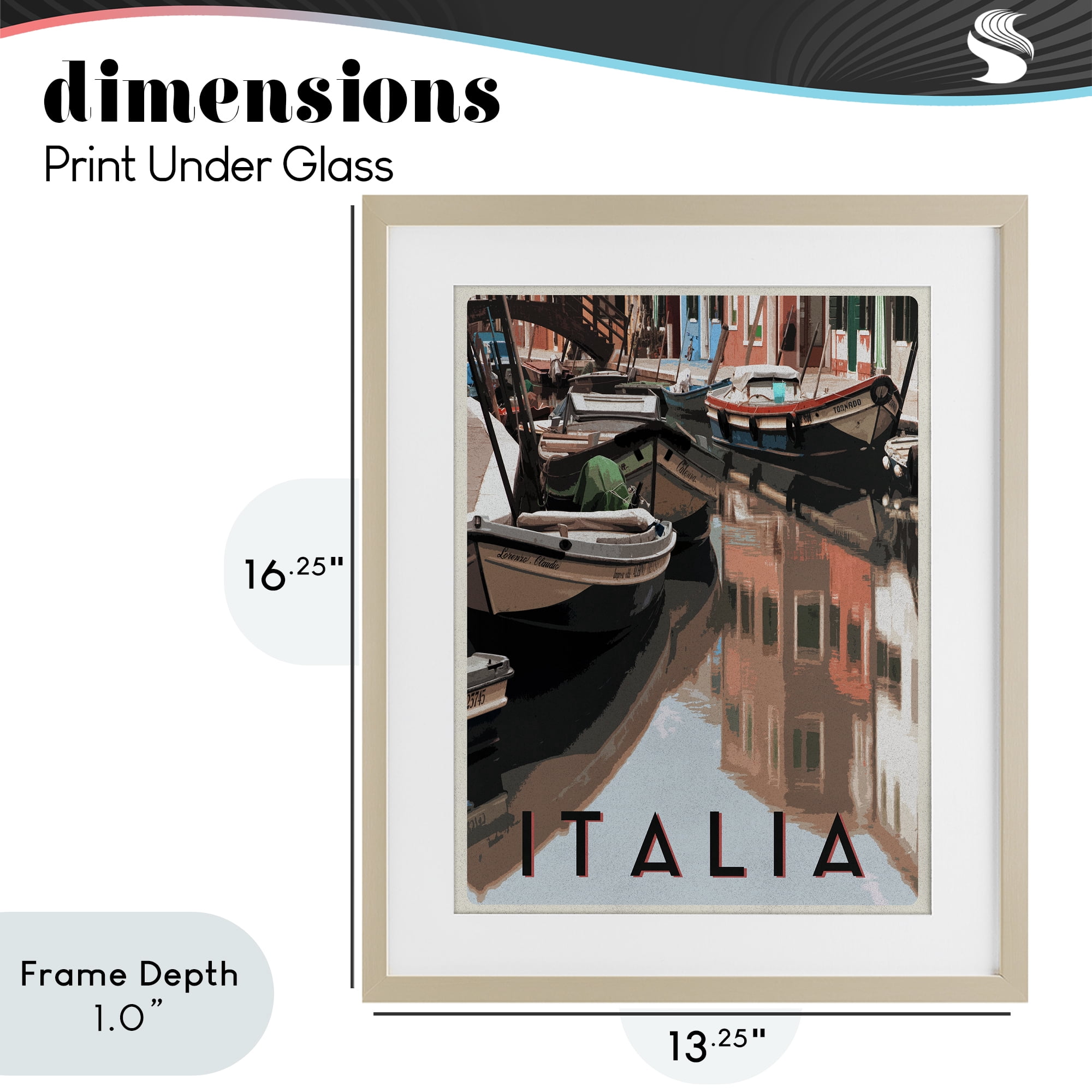 Stupell Industries Italia Canal Poster Birch Framed Print Under Glass, design by Shelley Lake