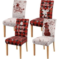 Christmas Chair Covers Dining Room Snowman Reindeer Chair Covers Set of 4 Christmas Seat Cover Washable Xmas Dining Chair Protector Slipcover for Dining Room Kitchen Holiday Party