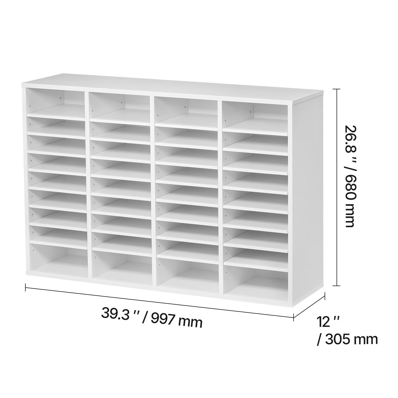 KFFKFF Document Divider, 36 Sections Office Postbox with Modifiable Racks, Timber Post Sorter Medium Density Fiberboard for Office, Home, Classroom Storage of Files, Documents, Papers, in White