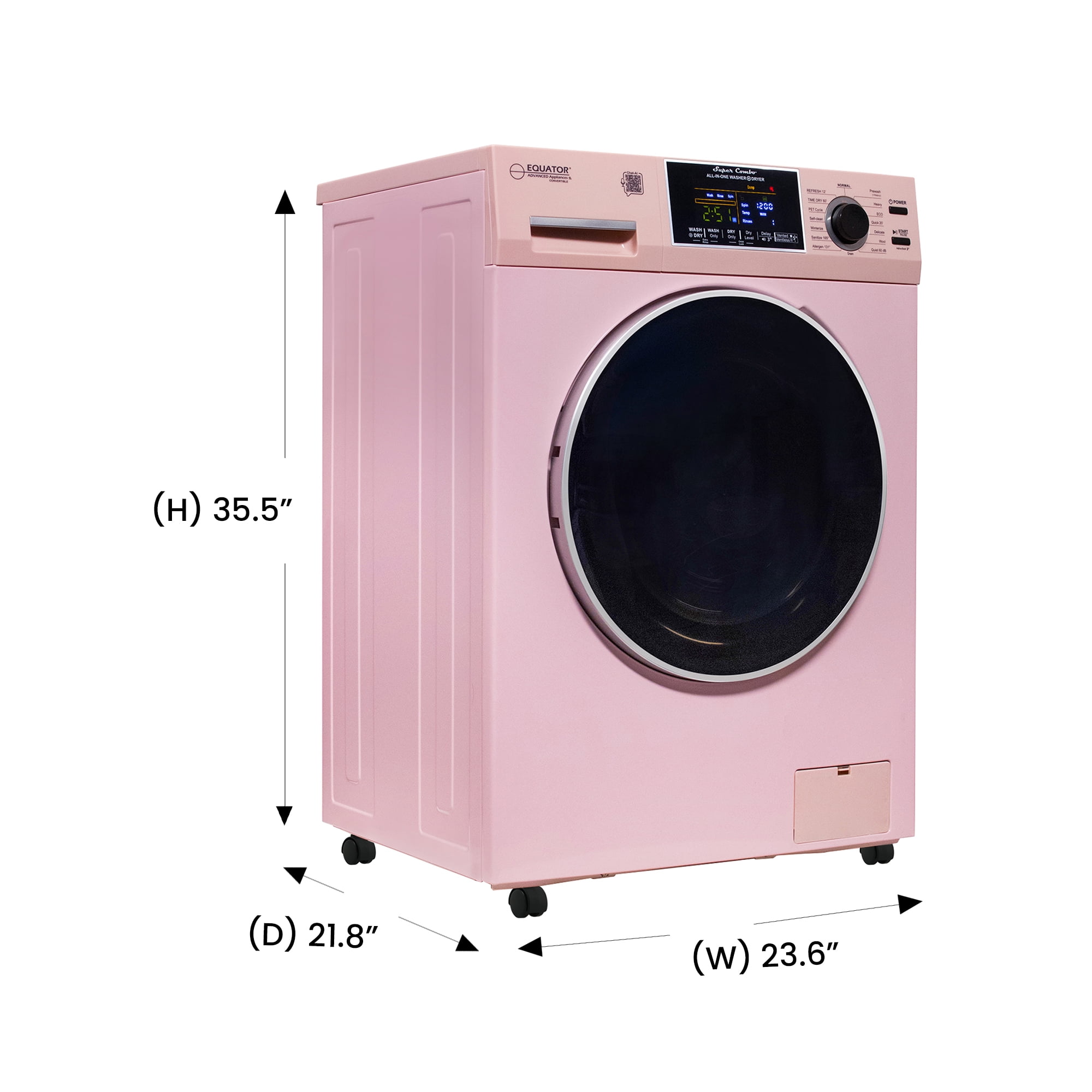 Equator All-in-One Washer Dryer Ventless/Vented PET 1.62cf/15lbs+Portability Kit