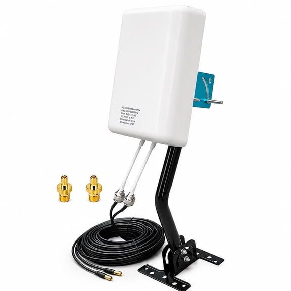 2x2 Mimo Outdoor Directional Panel Antenna 698-2700MHz, 14dBi 4G LTE Cellular Antenna Kit with 10m Cable, TS9 Adapter and J-Mount