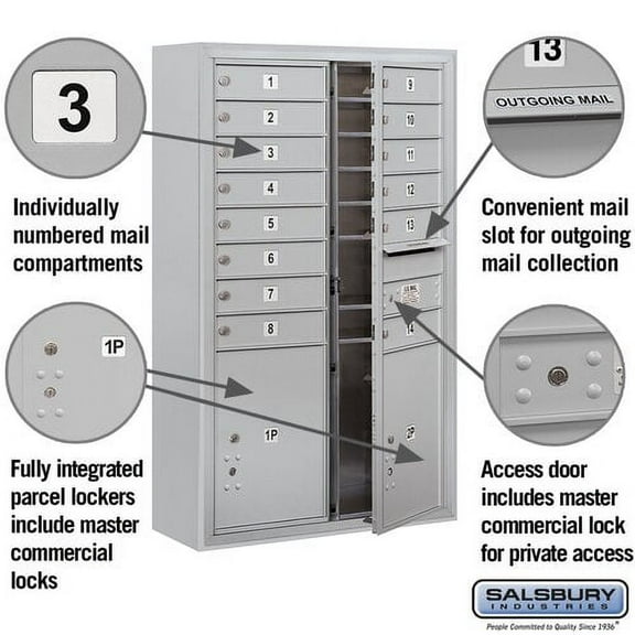 Salsbury Industries Surface Mounted 17 Door Front Load 4C Horizontal Mail Center