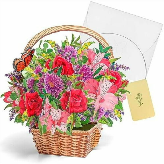 3D Pop Up Flower Bouquet Card - Unique Floral Greeting Card for Birthday, Mother’s Day, Valentines Day, Appreciation, Get Well Soon-3d paper flower bouquet for all Occasions with Note Card & Envelope