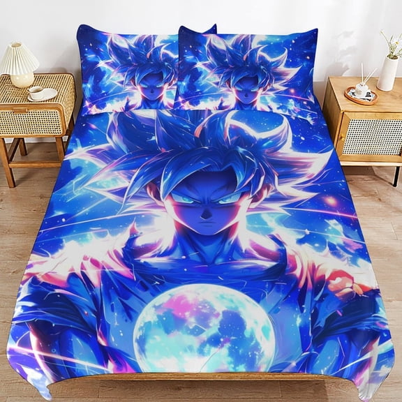 All Season 3 Pieces Dragon Ball Bedding Comforter Set Goku Quilt Cover with 2 Pillowcase 90"x90"