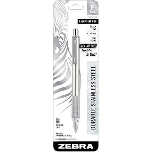 Bolígrafo retráctil Zebra Pen F-701, cuerpo de acero inoxida