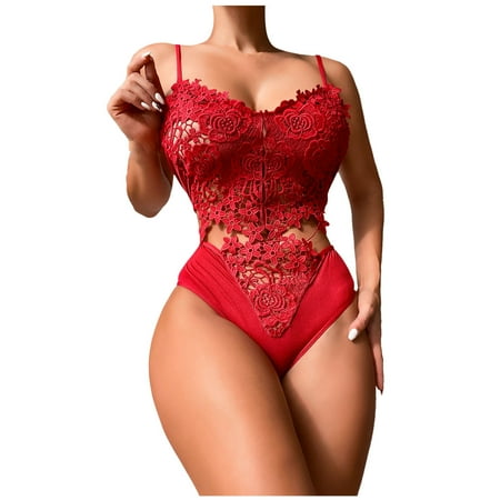 

AnuirheiH Women Lingerie Sets Lace Sexy Lingerie Lace Hollow Out Two-piece Panties Underpants Perspective Suit On Sale