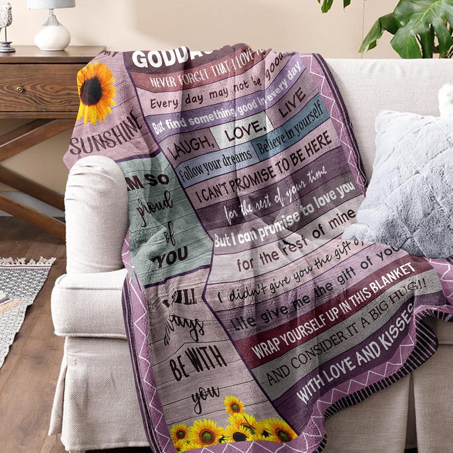 Goddaughter Gifts from Godmother Godfather Godparents, God Daughter Gift Blanket, Christian Christmas Baptism First 1st Communion Confirmation Gifts for Teen Girls Goddaughter Women Blanket