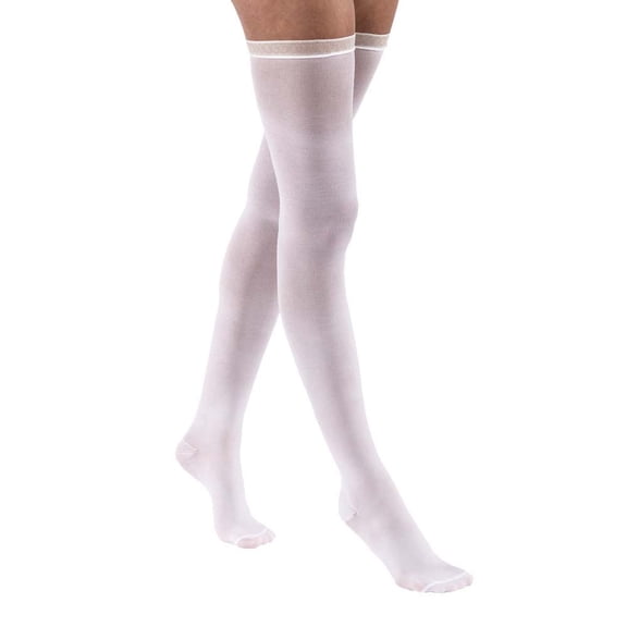 JOBST Anti-Embolism Compression Stockings, 18 mmHg, Thigh High, Closed Toe, White, Small Short