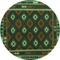 thumbnail image 1 of Ahgly Company Machine Washable Indoor Round Oriental Turquoise Blue Traditional Area Rugs, 5' Round, 1 of 4