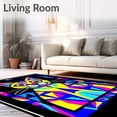 thumbnail image 2 of ODIKA 3'x5' Machine Washable Non-Slip Area Rug, Modernist Kaleidoscope Kitty Crochet Handicraft Project High Traffic Rug, Yellow, 640901, 2 of 7