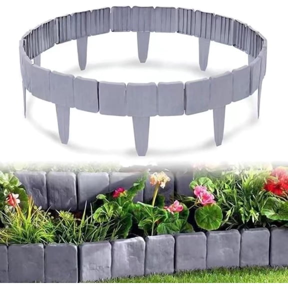 10PCS Landscape Edging Border Garden Edging Border No Dig Fence, Decorative Flower Grass Bed Edging Borders for Garden Lawn Walkway Grey