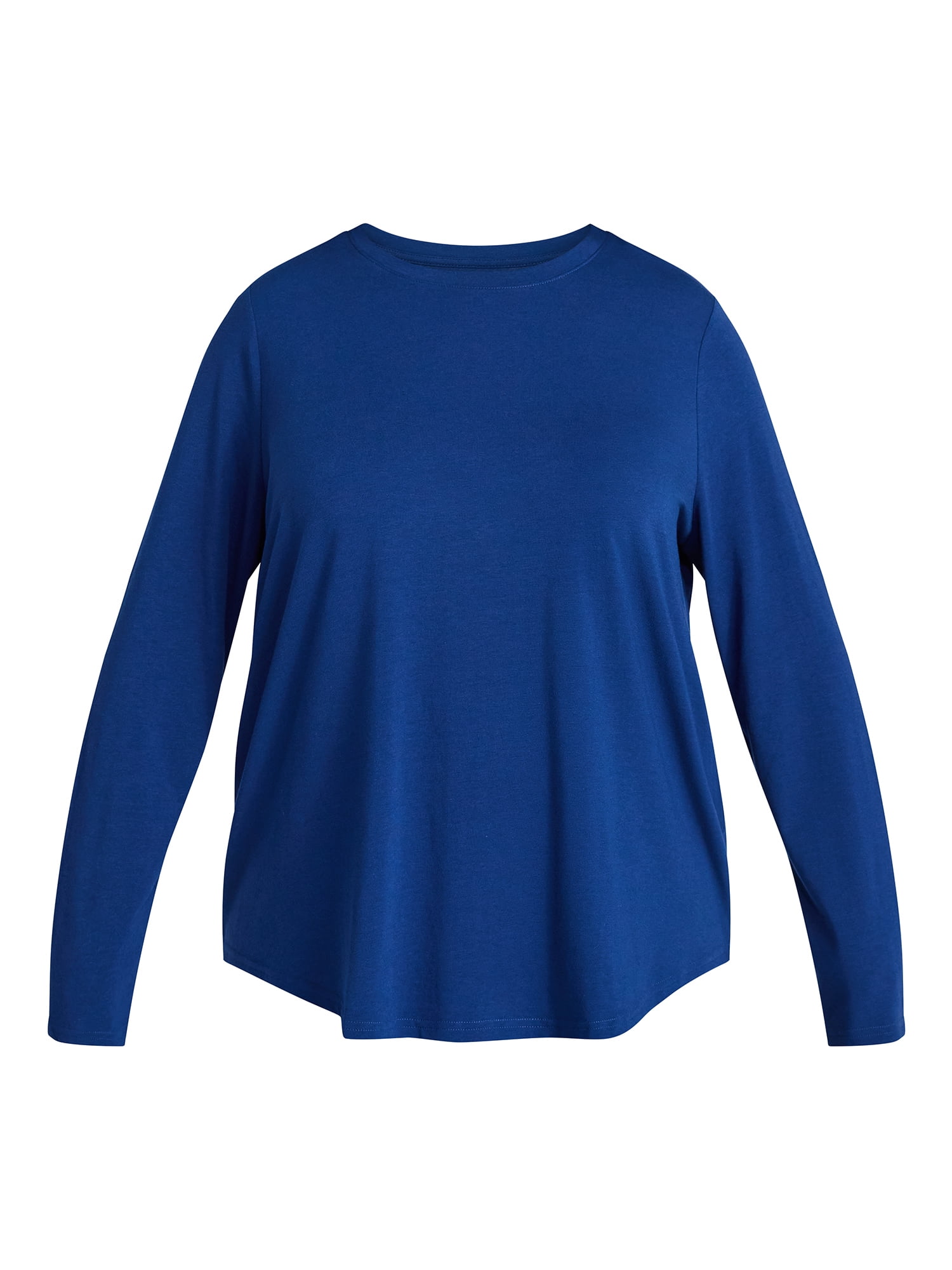 Terra & Sky Women's Plus Size Crewneck Tee with Long Sleeves, Sizes 0X-5X