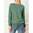 thumbnail image 2 of Blusa de punto de Lunares Allegra K de Manga Larga con cuello redondo Elástico Invierno otoño para Mujer Verde S, 2 of 6