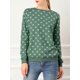 thumbnail image 2 of Allegra K Jersey De Punto De Lunares De Manga Larga Con Cuello Redondo Elástico De Invierno Oto?o Para Mujer Verde XL, 2 of 6