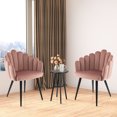 thumbnail image 3 of Costway Dining Chair Velvet Upholstered Modern Accent Arm Chair for Living Room, Bedroom Pink, 3 of 10