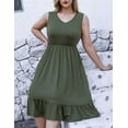 thumbnail image 3 of FOLUNSI Plus Size Summer Dress for Women Casual Sleeveless V neck Ruffled Swing Dresses with Pockets M-4XL, 3 of 5