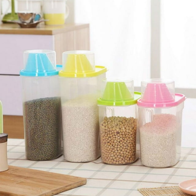 CNKOO 4pcs Coarse Cereals Storage Box Organizer Plastic Grains Dried Food Storage Case Container 2.5L