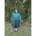 thumbnail image 2 of CASSIE LIZ Plus Size Tops for Women Blue Round Neck Blouse Long Sleeve Shirts Solid Striped Loose Fit Tunics Fall Winter Spring Pullovers 4XL, 2 of 6