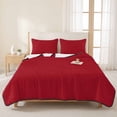 thumbnail image 3 of Full Quilt Set 78''x90'', Pure Red Lightweight Summer Bedspread Coverlet Set with 2 Pillow Shams, Simple Solid Color Breathable All Season Quilt Bedding for Bedroom/Guest Room, 3 of 9