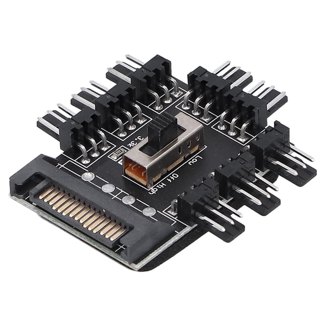 Computer Fan Hub Splitter, 3pin Extension Cable 8 Way Speed Controller Speed Control Function For 12V 3PIN Fan