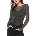 thumbnail image 1 of INSPIRE CHIC Women's Long Sleeve Mesh with Spaghetti Strap Camisole Tops, 1 of 6
