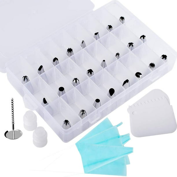 Gliving 32pcs Pastry Piping Cake Decorating Supplies Kit 24 Piping Icing Tips 2 Silicone Pastry Bags 3 Lcing Smoothers 1 Flower Nails Cakes Baking Frosting Tools For Baking Lovers Walmart Com Walmart Com