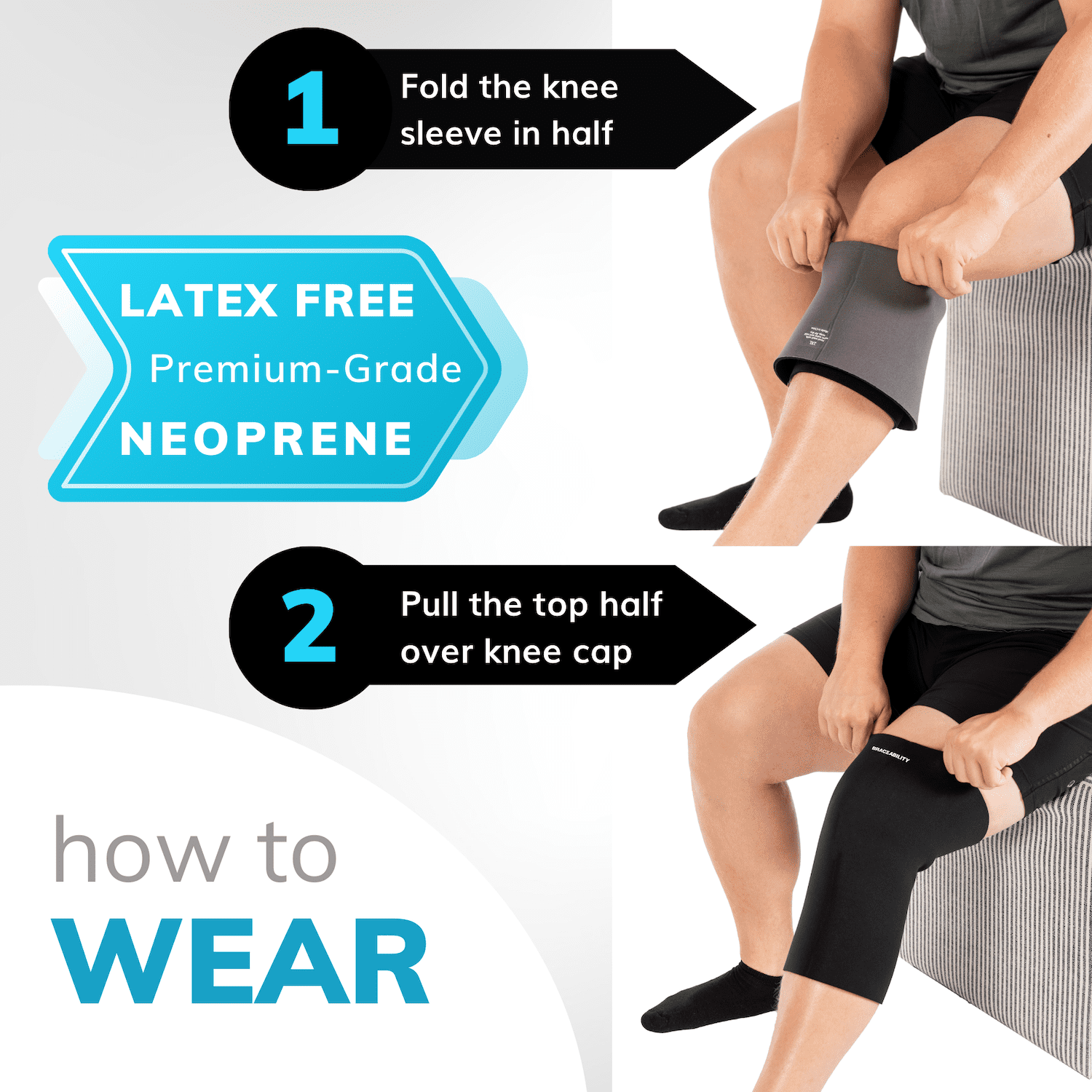 BraceAbility Plus Size Neoprene Knee Compression Sleeve 2XL, Black